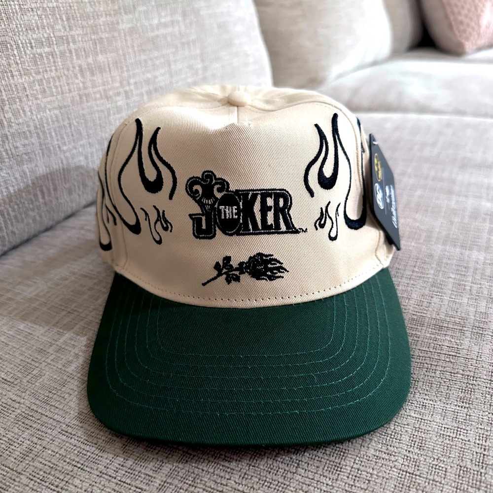 Jokers Wild Strapback 5 Panel Hat in Butter/Forest Green